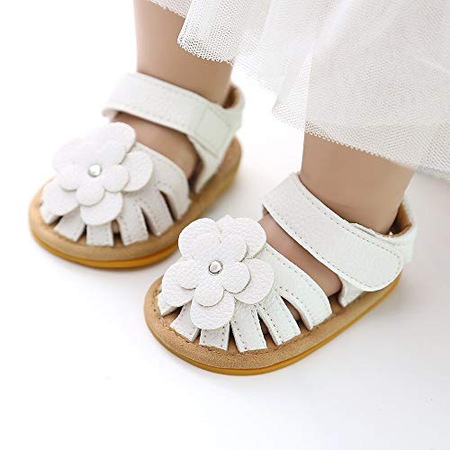 Meckior Baby Toddler Infant Girls Pu Leather Soft Closed Toe Summer Sandals Flower Princess Flat Shoes #TOP2
