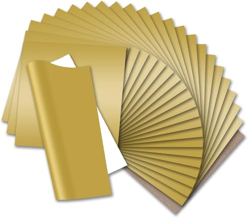 Image of HTVRONT Gold HTV Heat Transfer Vinyl Bundle: 24 Pack 12 inchx12 inch Iron on Vinyl Sheets for T-Shirt (1 PTFE Sheet Included), Gold PU HTV Vinyl Easy to Cut & Weed for Heat Design