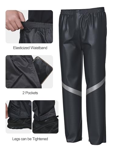 INPAKO Waterproof Rain Suit for Men Women, Lightweight Packable Hooded Rain Suits, Breathable Reflective Motorcycle Rainwear Grey X-Large - Thumbnail 5