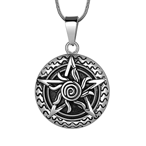 ペンタグラム ペンタクル ウィッカン ネックレス - スター サタニック ペンダント 316L ステンレススチール トラディショナル ソロモンの封印 テトラグラマトン エリファス リーバイス ペンタグラ ウィッカ パンク レトロ ジュエリー, ステンレス鋼 ゴールド, キュービックジルコニア