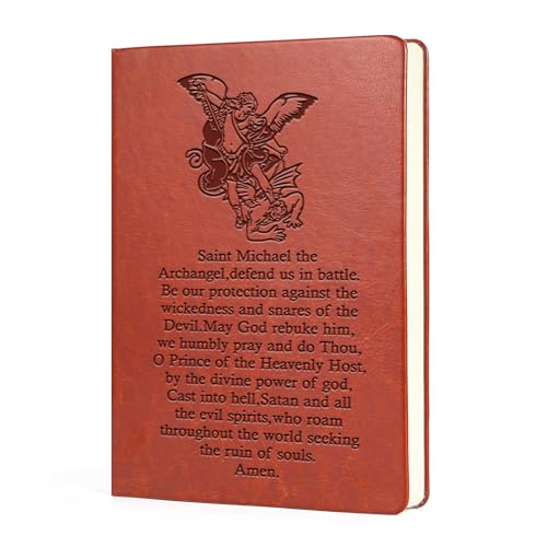 WHLBHG Saint Michael Gift Catholic Christian Leather Notebook Saints Michael Religious Gifts For Woman Man Saint Michael Archangel Protect Gift (Saint Michael)