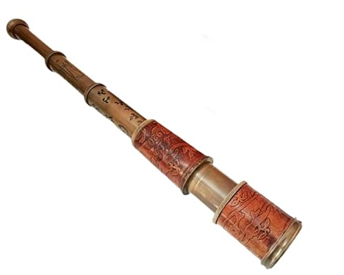 Nautical Handheld Pirate Brass Telescope With Box/Case,Sailor Home Decor Pirate Captain Boat Toy Gift (14") #TOP5