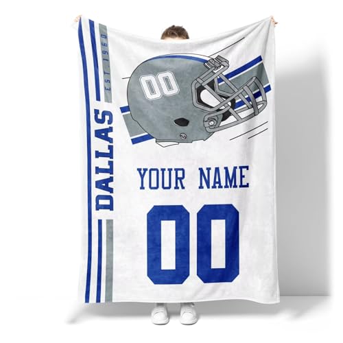 Image of Dallas Throw Blanket Custom Name and Number Personalized Gifts for Men and Women