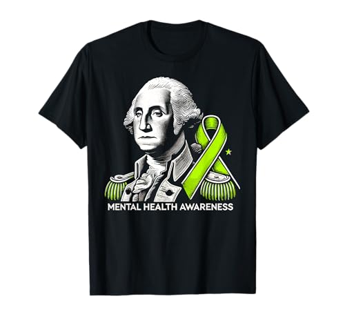 USA Mental Health Awareness Green Ribbon George Washington Camiseta