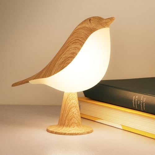 Deogos Small Desk Lamp, Bird Lamp Bedside Lamps with 3 Color Temperature and Touch Sensor,Cordless Lamp Kids Night Light with Rechargeable Battery for Bedroom Nightstand Bedside Table