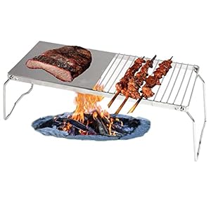 Vouwbare kampvuurgrill, 2 in 1 barbecue beugel 304 roestvrij staal met poten draagbare camping grillhulpmiddelen for…