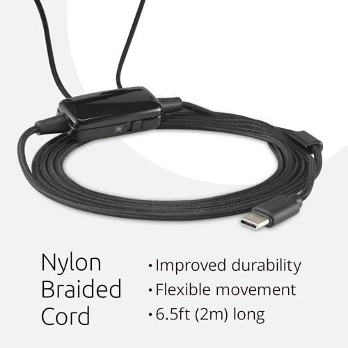 Image of Kensington Classic EQ USB-C Headset with Mic and Volume Control, 6 ft (1.8m) Nylon Braided Cord, for School, Kids, Adults, Padded Adjustable Headband, Black (K97464WW)