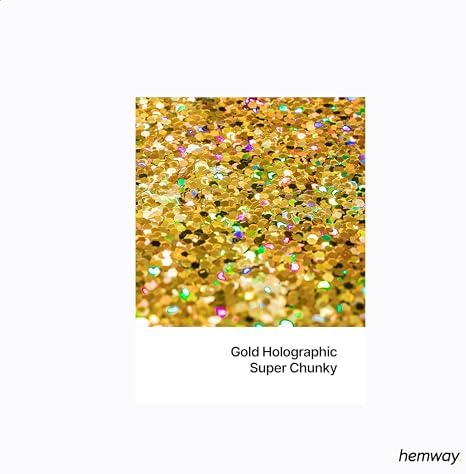 Hemway Biodegradable Glitter Gold Holographic 100g, Super Chunky
