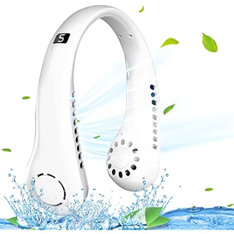 Neck Fan, Portable Neck Fan Adjustable Hanging Neck Fan with 1200mAh USB Rechargeable Battery Wearable Personal Fan with 5 Adjustable Speeds Hands-free Bladeless Neck Fan for Travel Office Sports(A) Cover
