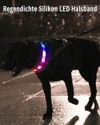 Joytale Leuchthalsband Hund Aufladbar, 9 LED-Leuchtmodi, 70cm – Ansicht 6