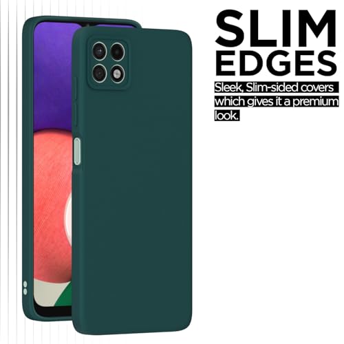 Image of Outlouders Back Cover for Samsung Galaxy A22 5G / F42 5G | Camera Protection | Durable Soft Matte Silicone Bumper Case (Green)