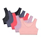 Donella Girls Training Bras - Soft Cotton Kids Sports Bra, 5 Pack Crop Tops, Assorted Polka Dots, Age: 2-3