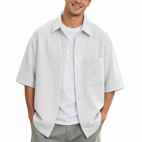 Camisas de hombre cómodas y anchas de manga corta tipo sobrecamisa