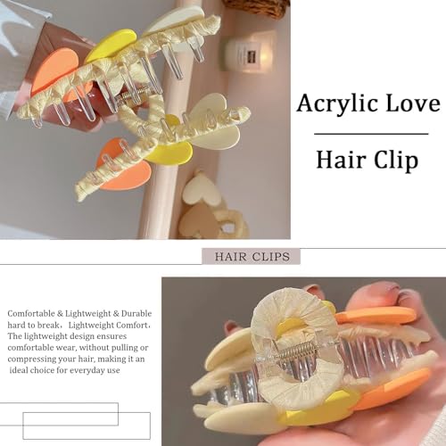 Pinza para cabello corazón amarilla y blanca miniatura 3