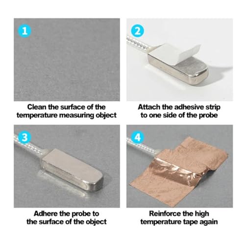 Sensor de temperatura K tipo parche con cable de 5m y sonda impermeable SUS304 5