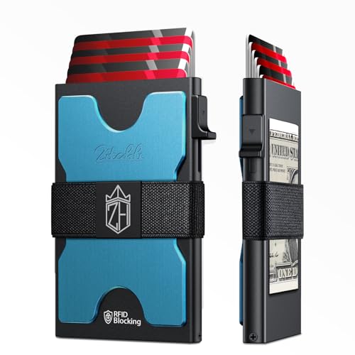 Zitahli Card Holder Wallets for Men - Slim Wallet Holds 6+6 Cards, Metal Card Holder, Minimalist RFID Blocking Wallets with Pop-Up Function, Ultra-Thin, Men's Accessories, Gifts for Him