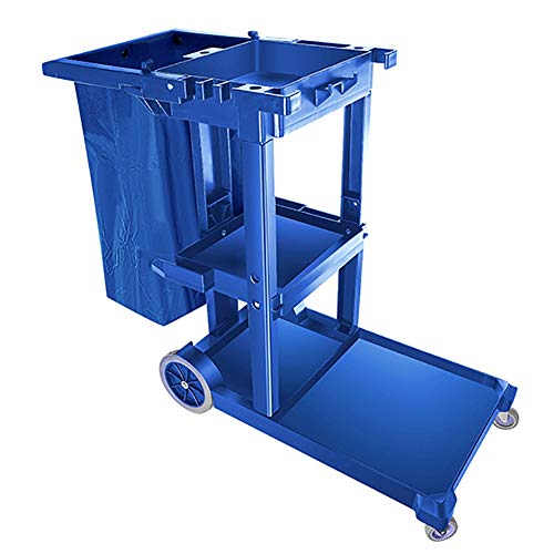 Carrito de limpieza con ruedas para oficina y limpieza industrial, carrito de servicio de lino de plástico duradero para hoteles y habitaciones