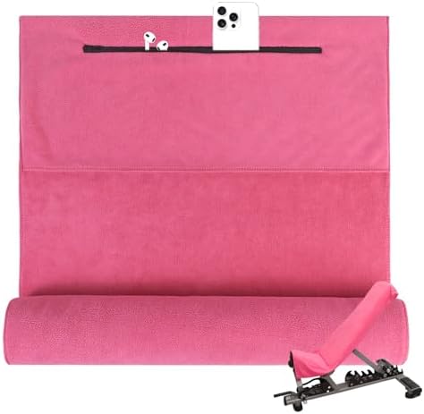 Flow fire Fitness Handtuch 120 x 50 cm, Gym Sporthandtuch mit Tasche | Rutschfeste Geräteabdeckung, Reißverschlusstasche für Kleinteile, schnelltrocknend, für Fitnessstudio, Gym un