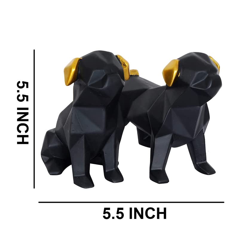 Paire de chiens noirs Mignon Western Eiderdown déco en polystone - 3