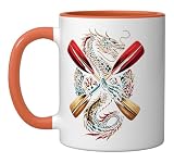 Dragonboat Dragon Boat Racing Dragon Boat Festival Ceramic Mug, Orange/White