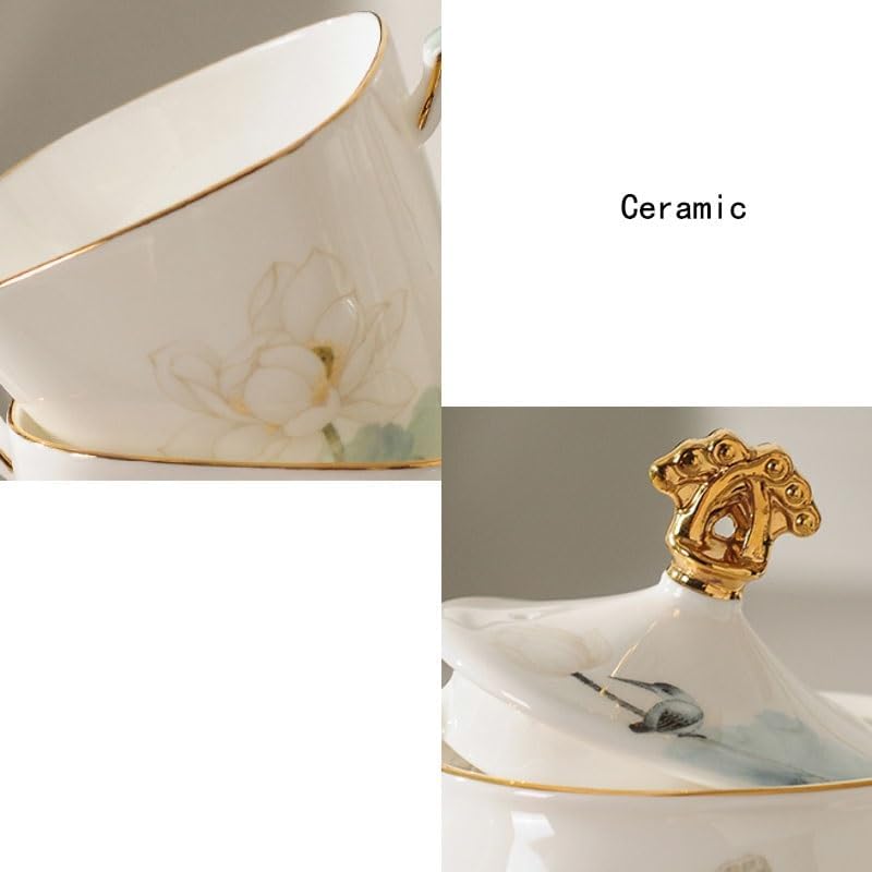 Rotatable Ceramic Tea Tray Water Cup Teapot Kettle Set Afternoon Sets for Home Living Room Banquets