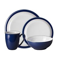 Denby - Azuurblauw Dinerborden Set van 4 - Vaatwasser Magnetron Veilig Servies 26,5cm - Blauw, Wit Keramiek Aardewerk Servies - Grote Borden Chip & Crack Resistant Denby - Azuurblauw Dinerborden Set van 4 - Vaatwasser Magnetron Veilig Servies 26,5cm - Blauw, Wit Keramiek Aardewerk Servies - Grote Borden Chip & Crack Resistant