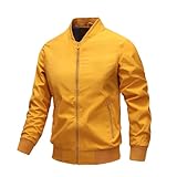 ZACOLLAN Men Jacket Men Regular Fit Classic Trend Long Sleeve Jacket Men Light Comfortable Casual Transition Jacket Men Youth Fashion Urban Outdoor Jacket H-Orange XXL
