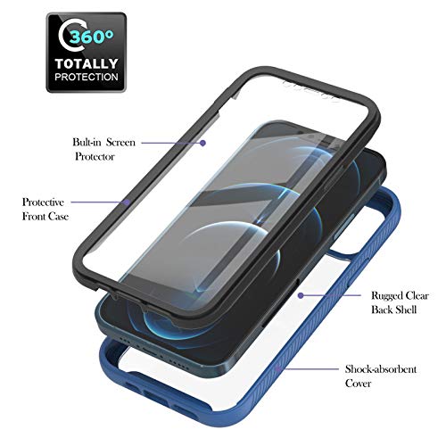 Coque de téléphone résistante aux chocs iPhone 12 Pro coque arrière transparente robuste bleu - 3