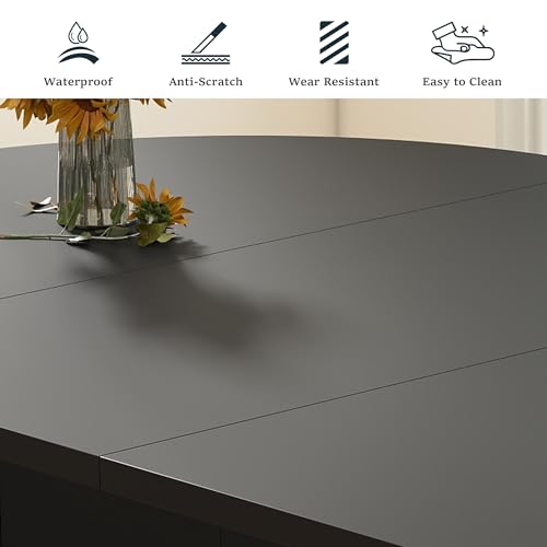 image for weselon 41 in-78 in Extendable Dining Room Table for 4-8, Round Expand