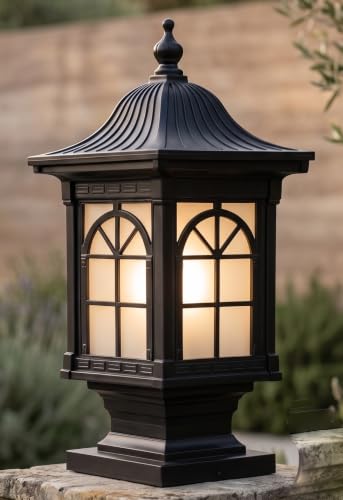 Image of Weldecor Outdoor Main Gate Pillars Light | Heritage Black Waterproof Aluminium Die-Cast LED Compatible Lamp for Home Entrance, Boundary Wall & Garden (1 Pc)