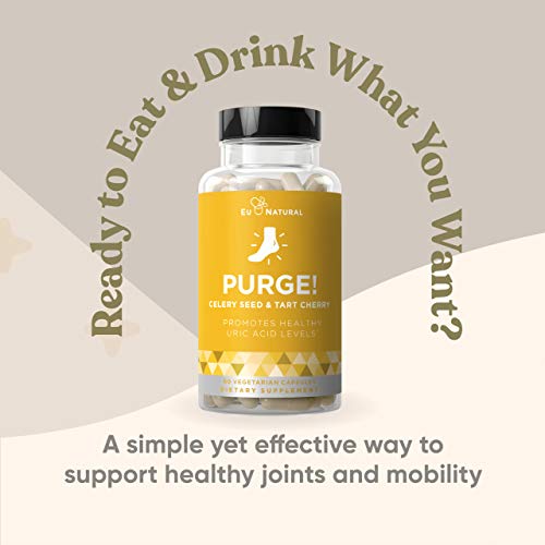 Purge! Uric Acid Cleanse & Joint Support – Ready To Eat & Drink What You Want? – Active Mobility, Strong Flexibility, Healthy Inflammation – Tart Cherry & Celery Seed – 60 Vegetarian Soft Capsules #TOP2