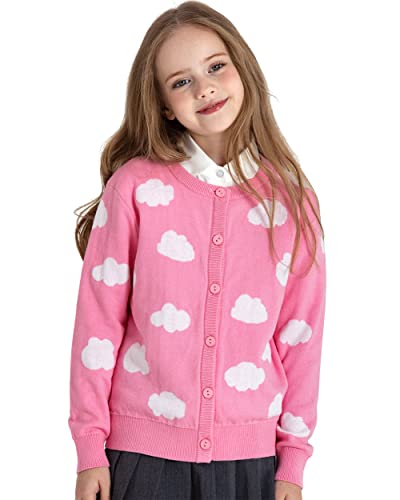 Image of BOBOYOYO Girls Cute Cardigan Cotton Girls Button Up Sweater Knit Jacket | Long Sleeve Crew Neck Kawaii Clothes for Casual School Wear