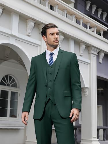 Image of Cooper & Nelson Men's Suit Slim Fit, 3 Piece Suits for Men, One Button Solid Jacket Vest Pants with Tie, Tuxedo Set