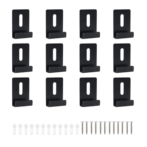 Image of Metal Mirror Clip,ULIFESTAR SUS304 Wide Channel Mirror Hanger Clip,Large Mirror Retainer Clip,Heavy Frameless Mirror J-Channel Mount Wall Clips with Screw 35*25mm /1.38*0.98 inch Black 12PCS