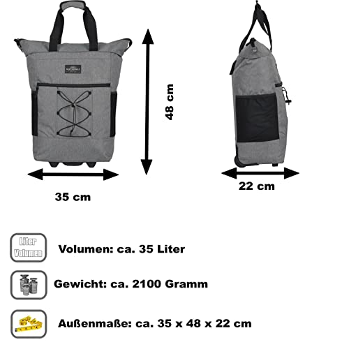 KEANU Einkaufstrolley Wheel Trolley Shopping Damentasche Einkaufsroller Korb Shopper - Trinity - Farbauswahl (Pure Black… – Bild 7