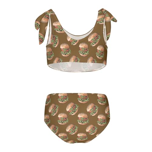 Toddler Girls Bikini Set Hamburger Swimsuits Kid Bowknot Swimwear 2 Piece Bathing Suit 3-12T2