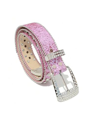 WDIRARA Women's Rhinestone Belts Shiny Studded Bling Waist Belt for Party Club Y2K2