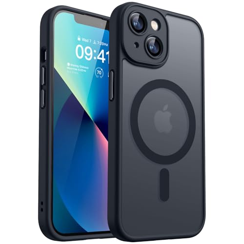 CANSHN iPhone 13 Case, Magnetic, Translucent Matte, Black