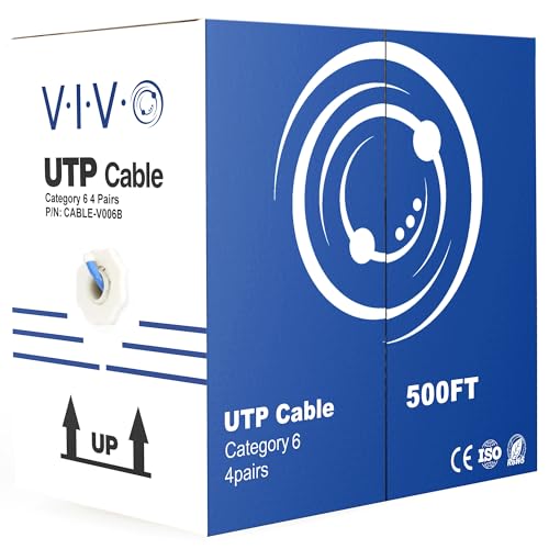 VIVO 500ft Bulk Cat6 Wire, CCA Ethernet Cable, 23 AWG, UTP Pull Box, LAN Network, Blue, CABLE-V006B