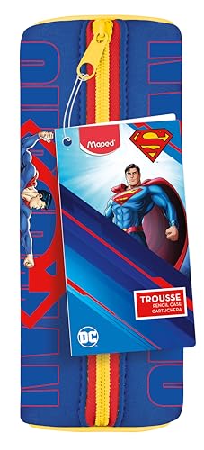 Maped - Superman Round Pencil Case - Neoprene Pencil Case, Soft Anti-Tear Fabric - 21 cm x 6 cm, Blue - Image 2