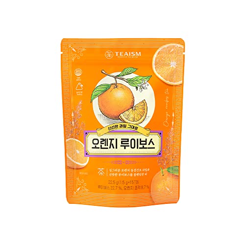 Ssanggye Orange Rooibos Blended Tea 1.5G X 15 Pyramid Tea Bags, Tangerine Peel/Black Tea/Natural Fruit Chips With Orange Flavors Refreshing Sweet And Soothing Tastes Contians Low Caffeine #TOP6