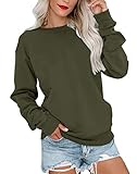 Bingerlily Womens Casual Long Sleeve Sweatshirt Crew Neck Cute Pullover Relaxed Fit Tops (D-Army Green, XX-Large)