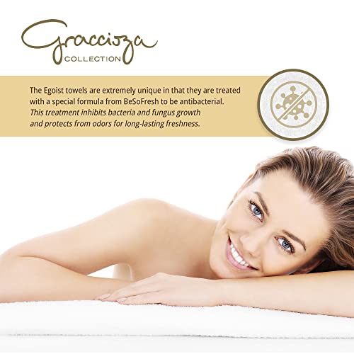 Graccioza Egoist Towels Wash Cloth (12 X 12, White), 100% Egyptian Giza Cotton 800 Gsm - Elegant Body And Face Luxury Bath Towels - Soft Bath Towels Made In Portugal #TOP4