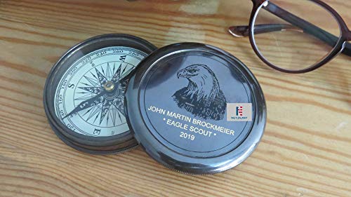 Brújula personalizada de latón con grabado de águila miniatura 1