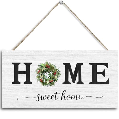 Sweet Home Wooden Hanging Sign, Office Wall Decor Rustic Farmhouse