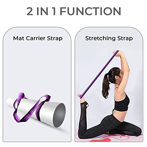 Samadhaan Yoga Mat Strap For Carrying, Adjustable Mat Holder Carrier Sling With Thick, Durable And Comfy Texture Stretching Carry Straps, 64” Size | Pack Of 2, Purple #TOP3