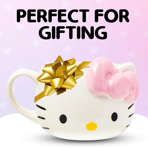 Silver Buffalo Sanrio Hello Kitty Pink Bow Ceramic 3D Sculpted Mug, 20 Ounces by Silver Buffalo - Image 5