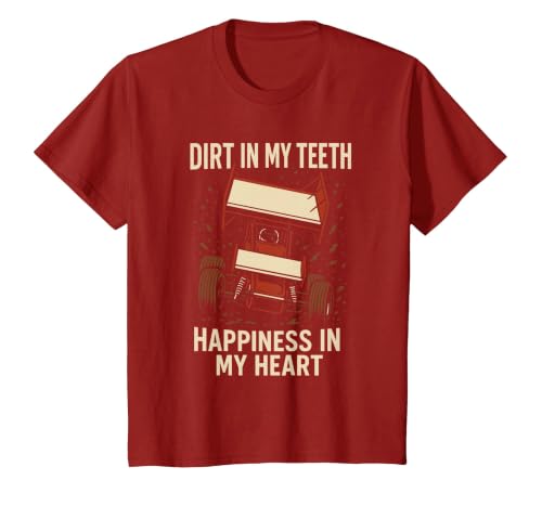Sprint Car Racing Dirt Track Speed Oval Race Winged Outlaw T-Shirt, Youth, Cranberry Red, 3T
