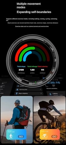 Image of Aeoss AI Smart Ring with LED Display, Real-Time Health Tracker & Monitor Sleep, Prayer Count, Gesture Control for Music and Camera, 5ATM IP68 Waterproof (Black, Size-8)