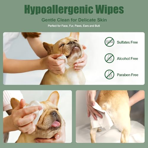ATIFBOP Dog Wipes for Paws and Butt, Aluminum Moisture-Lock Seal, Hypoallergenic Pet Grooming Wipes, 100 Wipes for Cleaning & Grooming Moisturizing Coconut